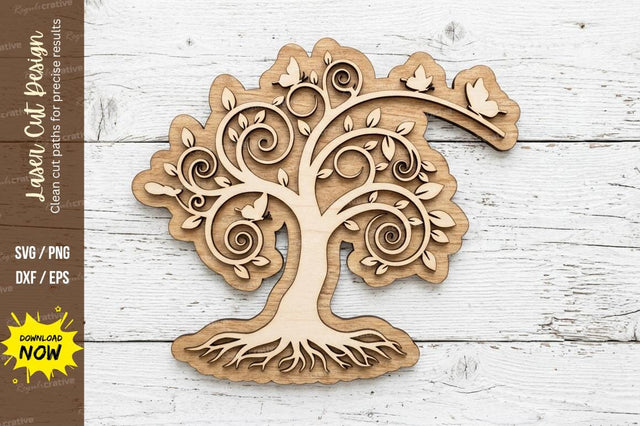 Decorative Swirl Tree laser cut svg File SVG Regulrcrative 