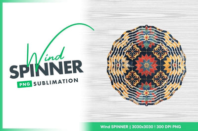 Decorative tile pattern wind spinner round png Sublimation Regulrcrative 