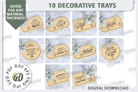 Decorative Trays Laser Cut Bundle. Wedding Rings Plates SVG SVG Evgenyia Guschina 