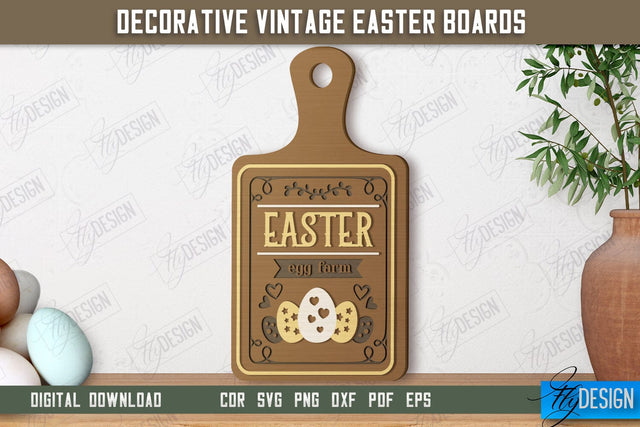 Decorative Vintage Easter Board | Decorative Cutting Board | Mini Cutting Board | CNC File SVG Fly Design 
