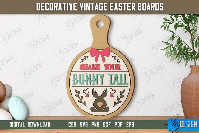 Decorative Vintage Easter Board | Decorative Cutting Board | Mini Cutting Board | CNC File SVG Fly Design 