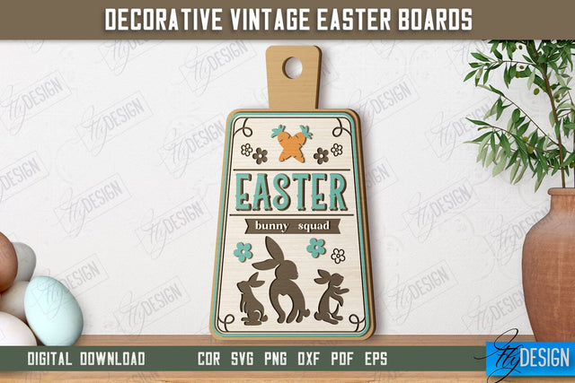 Decorative Vintage Easter Board | Decorative Cutting Board | Mini Cutting Board | CNC File SVG Fly Design 