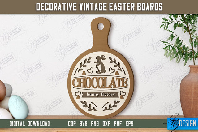 Decorative Vintage Easter Board | Decorative Cutting Board | Mini Cutting Board | CNC File SVG Fly Design 