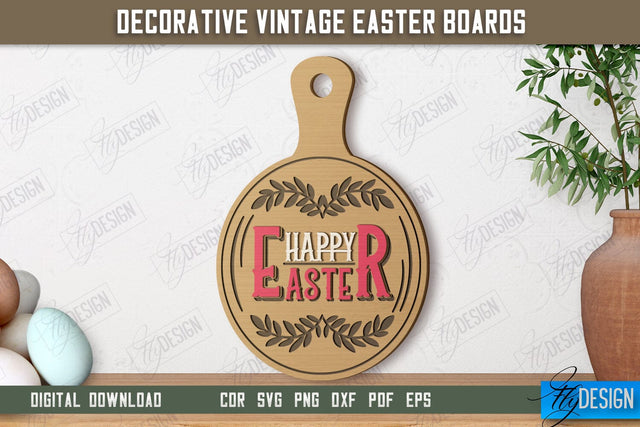 Decorative Vintage Easter Board | Decorative Cutting Board | Mini Cutting Board | CNC File SVG Fly Design 