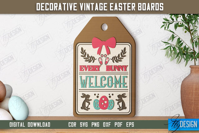 Decorative Vintage Easter Board | Decorative Cutting Board | Mini Cutting Board | CNC File SVG Fly Design 