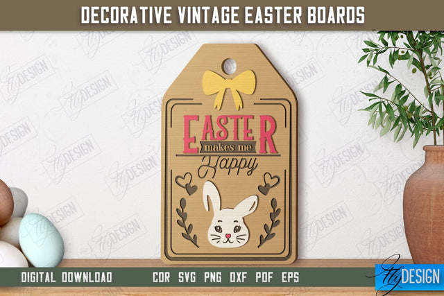 Decorative Vintage Easter Board | Decorative Cutting Board | Mini Cutting Board | CNC File SVG Fly Design 