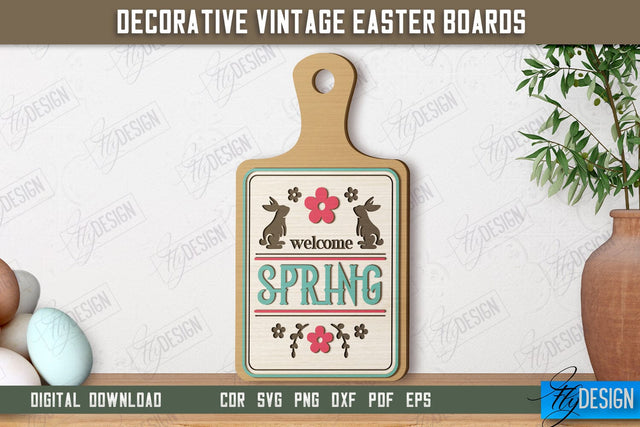 Decorative Vintage Easter Board | Decorative Cutting Board | Mini Cutting Board | CNC File SVG Fly Design 