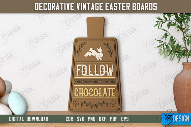 Decorative Vintage Easter Board | Decorative Cutting Board | Mini Cutting Board | CNC File SVG Fly Design 