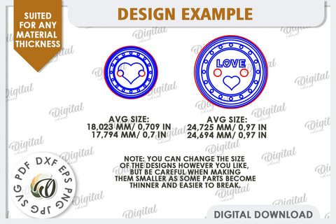 Decorative Wooden Buttons Laser Cut. Engraved Buttons SVG Evgenyia Guschina 