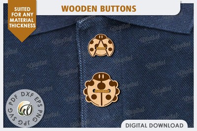 Decorative Wooden Buttons Laser Cut. Engraved Buttons SVG Evgenyia Guschina 