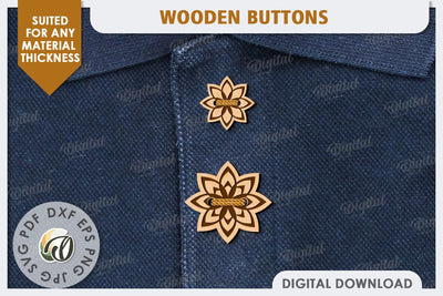 Decorative Wooden Buttons Laser Cut. Engraved Buttons SVG Evgenyia Guschina 