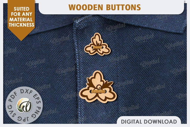 Decorative Wooden Buttons Laser Cut. Engraved Buttons SVG Evgenyia Guschina 