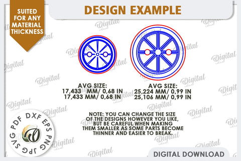 Decorative Wooden Buttons Laser Cut. Engraved Buttons SVG Evgenyia Guschina 