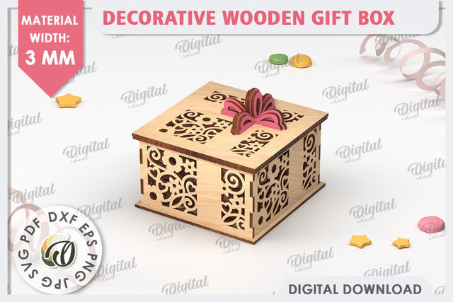 Decorative Wooden Gift Box Laser Cut. 3D Floral Box SVG SVG Evgenyia Guschina 