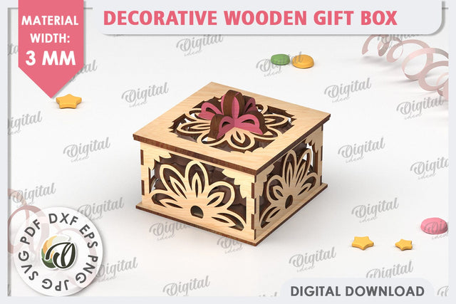 Decorative Wooden Gift Box Laser Cut. 3D Floral Box SVG SVG Evgenyia Guschina 