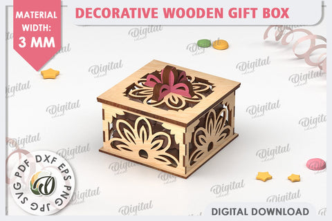 Decorative Wooden Gift Box Laser Cut. 3D Floral Box SVG SVG Evgenyia Guschina 