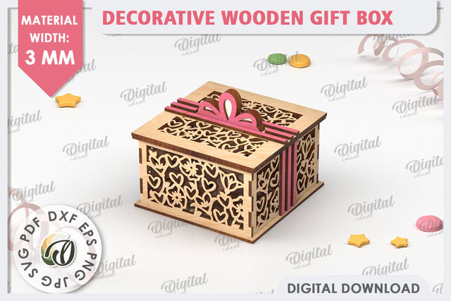 Decorative Wooden Gift Box Laser Cut. 3D Floral Box SVG SVG Evgenyia Guschina 