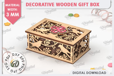 Decorative Wooden Gift Box Laser Cut. 3D Floral Box SVG SVG Evgenyia Guschina 