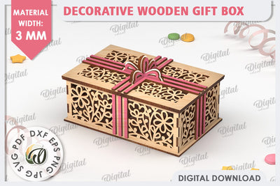 Decorative Wooden Gift Box Laser Cut. 3D Floral Box SVG SVG Evgenyia Guschina 