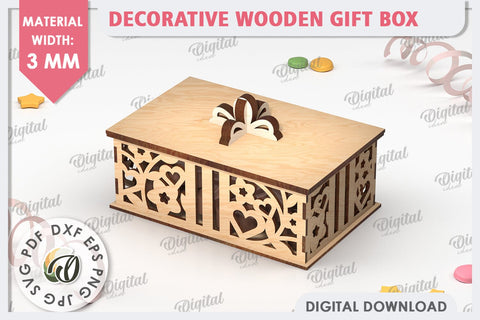 Decorative Wooden Gift Box Laser Cut. 3D Floral Box SVG SVG Evgenyia Guschina 