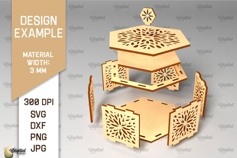 Decorative Wooden Gift Box Laser Cut. 3D Storage Box SVG SVG Evgenyia Guschina 