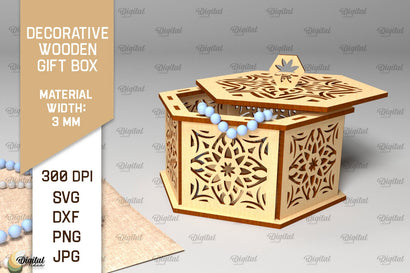 Decorative Wooden Gift Box Laser Cut. 3D Storage Box SVG SVG Evgenyia Guschina 