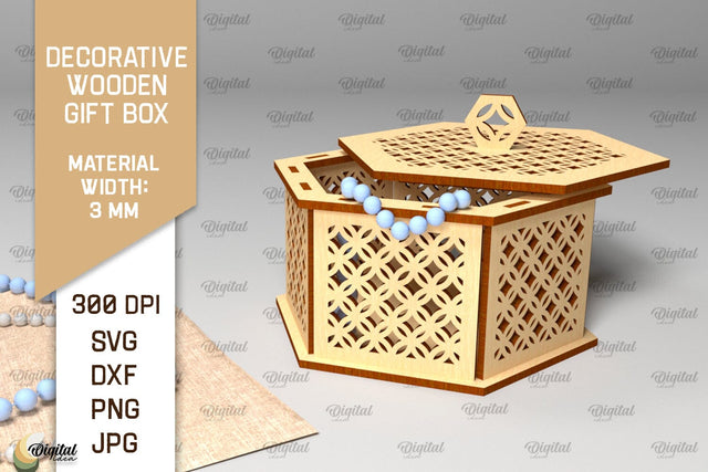 Decorative Wooden Gift Box Laser Cut. 3D Storage Box SVG SVG Evgenyia Guschina 