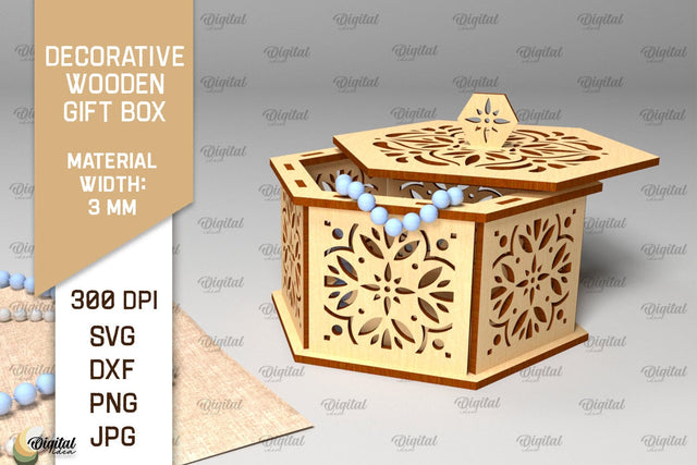Decorative Wooden Gift Box Laser Cut. 3D Storage Box SVG SVG Evgenyia Guschina 