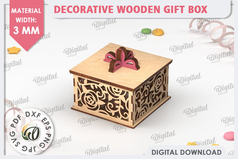 Decorative Wooden Gift Boxes Laser Cut Bundle. 3D Boxes SVG SVG Evgenyia Guschina 