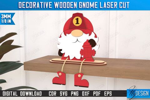 Decorative Wooden Gnome Laser Cut Bundle | Table Statuette | Seated Figurine | Home Decor | CNC Files SVG Fly Design 