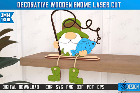 Decorative Wooden Gnome Laser Cut Bundle | Table Statuette | Seated Figurine | Home Decor | CNC Files SVG Fly Design 