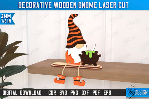 Decorative Wooden Gnome Laser Cut Bundle | Table Statuette | Seated Figurine | Home Decor | CNC Files SVG Fly Design 