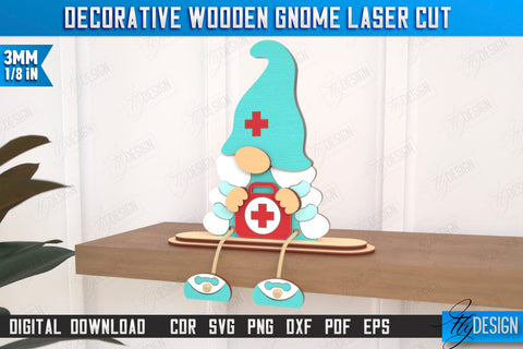 Decorative Wooden Gnome Laser Cut Bundle | Table Statuette | Seated Figurine | Home Decor | CNC Files SVG Fly Design 