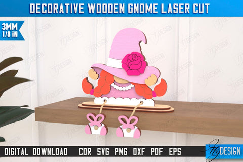 Decorative Wooden Gnome Laser Cut Bundle | Table Statuette | Seated Figurine | Home Decor | CNC Files SVG Fly Design 