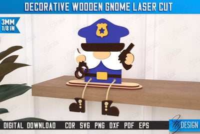 Decorative Wooden Gnome Laser Cut | Table Statuette | Seated Figurine | Home Decor | CNC File SVG Fly Design 