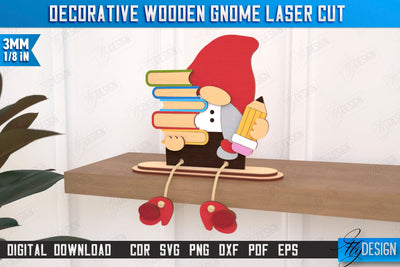Decorative Wooden Gnome Laser Cut | Table Statuette | Seated Figurine | Home Decor | CNC File SVG Fly Design 