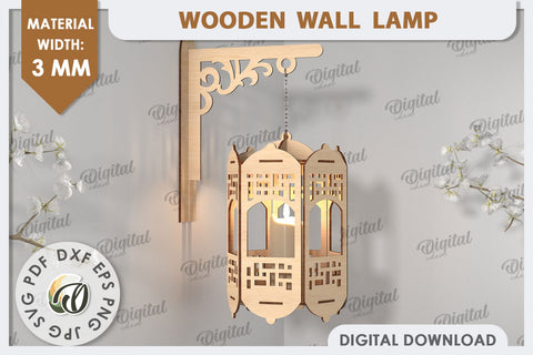 Decorative Wooden Wall Lamps LaserCut Bundle. Home Decor SVG SVG Evgenyia Guschina 