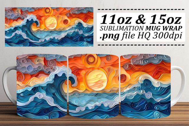 Deep Blue Mug Wrap Sublimation 11oz 15oz Sublimation afrosvg 