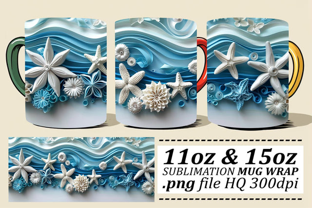 Deep Blue Ocean Mug Sublimation Design Sublimation afrosvg 