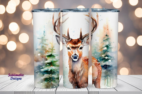 Deer 20 oz Christmas Tumbler Wrap | 20 oz Skinny Tumbler Wrap Sublimation Christmas Design Sublimation Sublimatiz Designs 