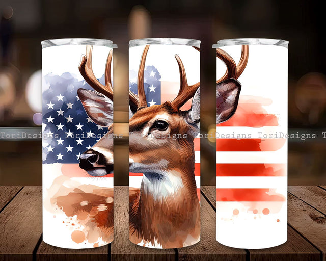 Deer 20 oz Skinny Tumbler Sublimation Design Digital Download PNG, Deer USA Flag 20 oz Skinny Tumbler Sublimation Design Fathers Day, Hunting Patriotic Straight Tumbler Wrap Designs for Men PNG Sublimation ToriDesigns 