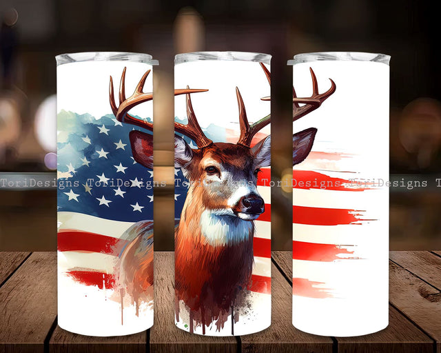 Deer 20 oz Skinny Tumbler Sublimation Design Digital Download PNG, Deer USA Flag 20 oz Skinny Tumbler Sublimation Design Fathers Day, Hunting Patriotic Straight Tumbler Wrap Designs for Men PNG Sublimation ToriDesigns 
