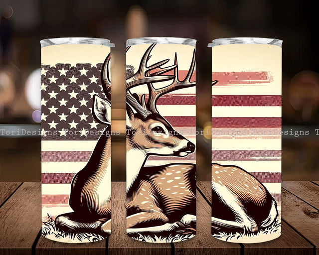 Deer 20 oz Skinny Tumbler Sublimation Design Digital Download PNG, Deer USA Flag 20 oz Skinny Tumbler Sublimation Design Fathers Day, Hunting Patriotic Straight Tumbler Wrap Designs for Men PNG Sublimation ToriDesigns 