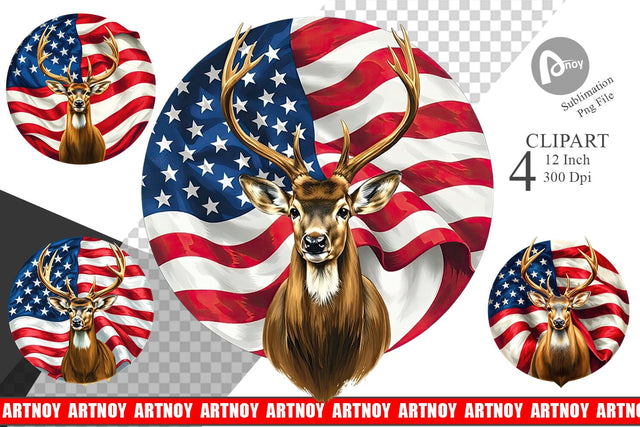 Deer 4th of July Clipart Sublimation artnoy 