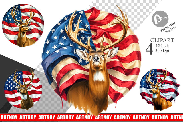 Deer 4th of July Clipart Sublimation artnoy 