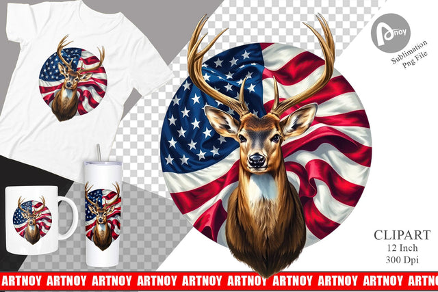 Deer 4th of July Clipart Sublimation artnoy 