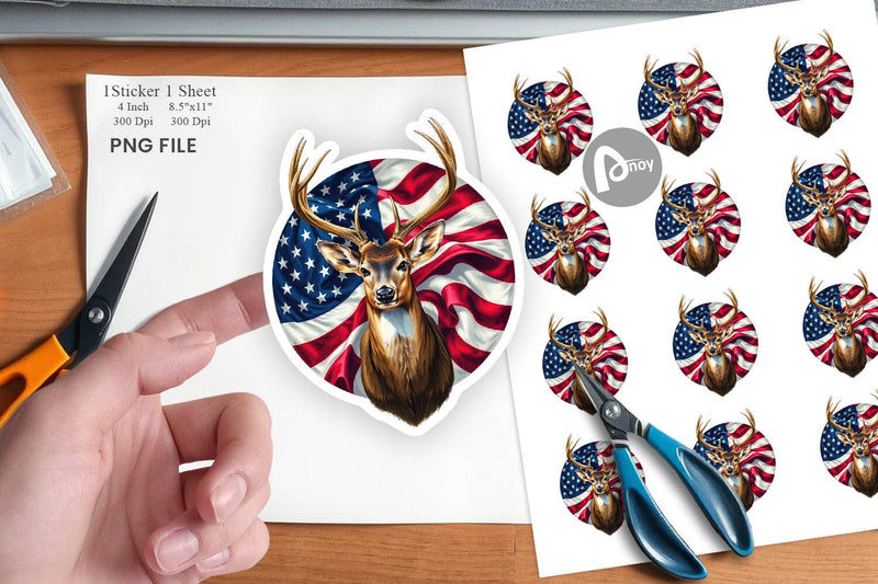 Deer 4th of July Sticker Sublimation artnoy 