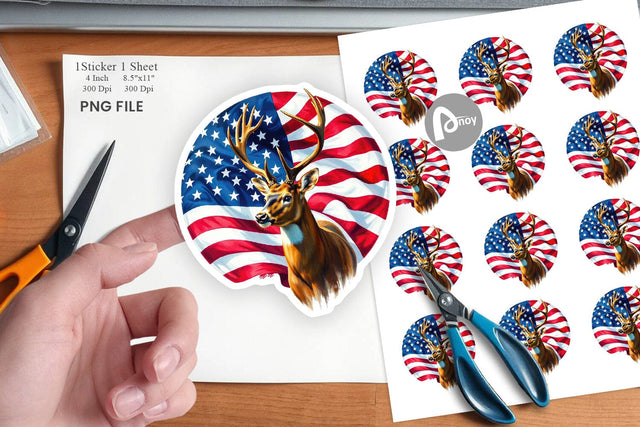 Deer 4th of July Sticker Sublimation artnoy 