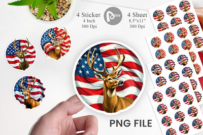 Deer 4th of July Sticker Sublimation artnoy 