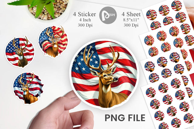Deer 4th of July Sticker Sublimation artnoy 